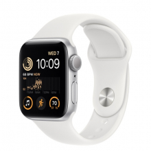 Apple Watch SE 44mm Silver Aluminum Case with Sport Band White (серебристый/белый)